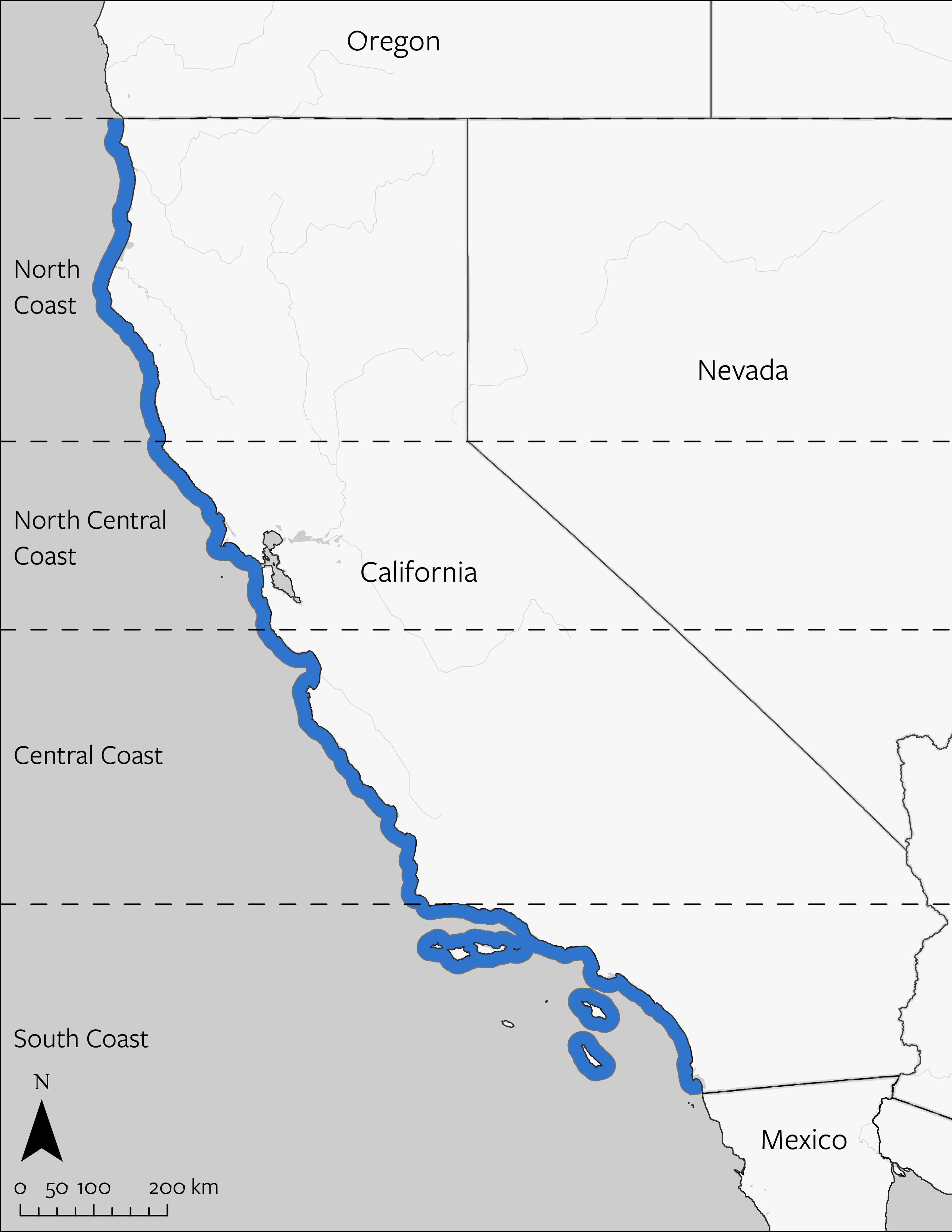 Black Oystercatcher's geographic range in California